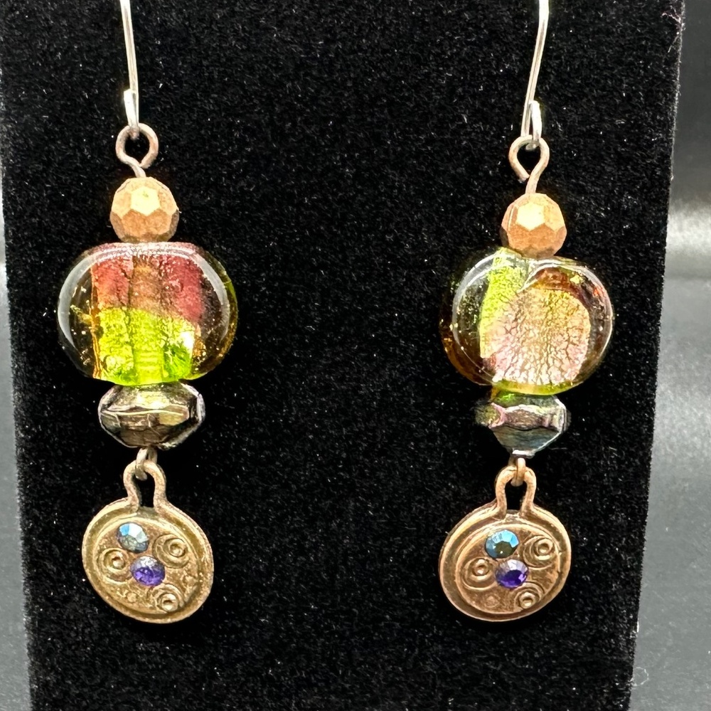 Beaded Earrings with purple stone
